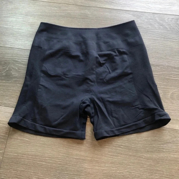 Navy Amazon High Waisted Seamless Compression Athletic Shorts Womens Size Large - Picture 9 of 9